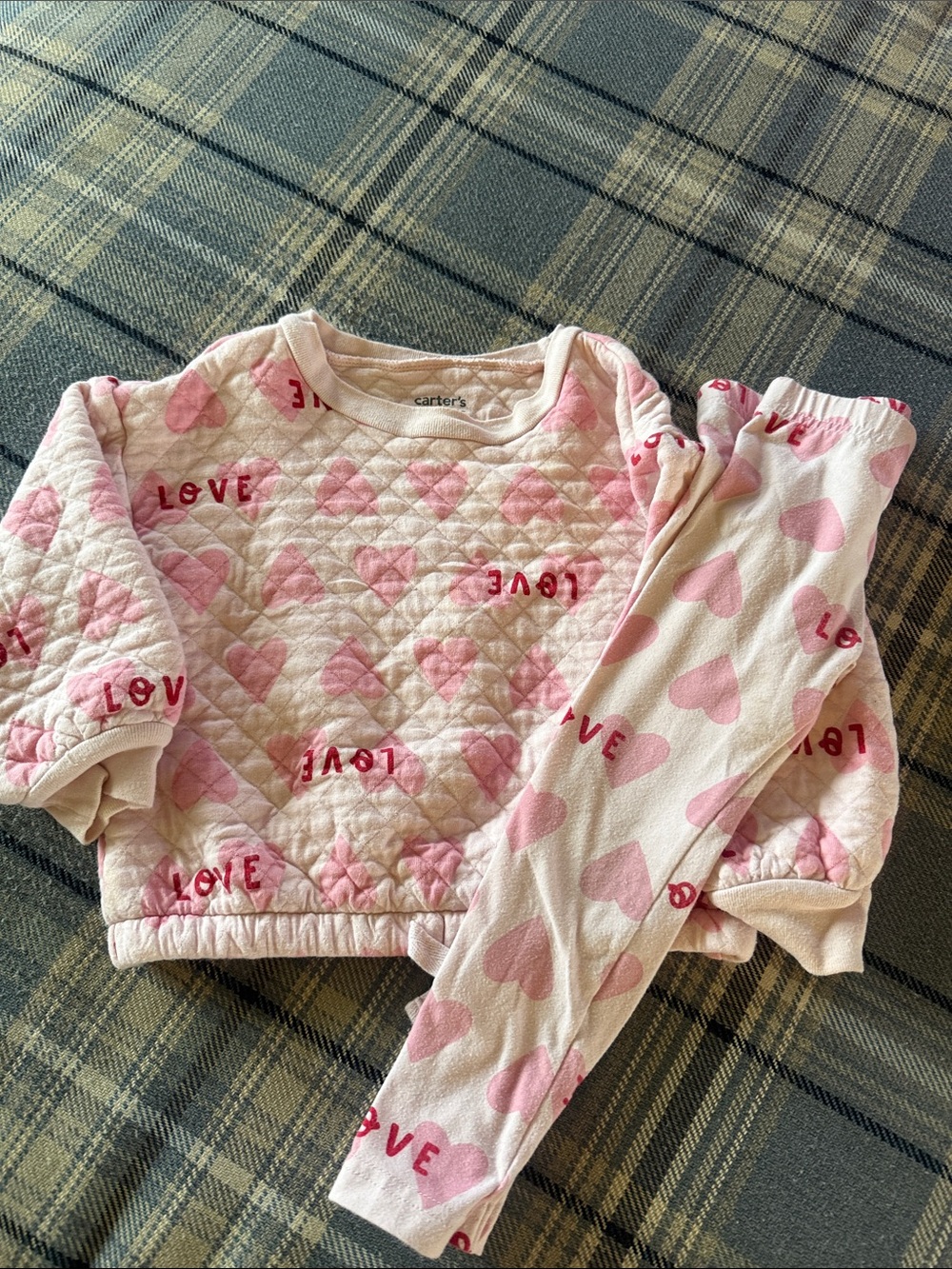 Carter's Pink Quilted Heart 'Love' set